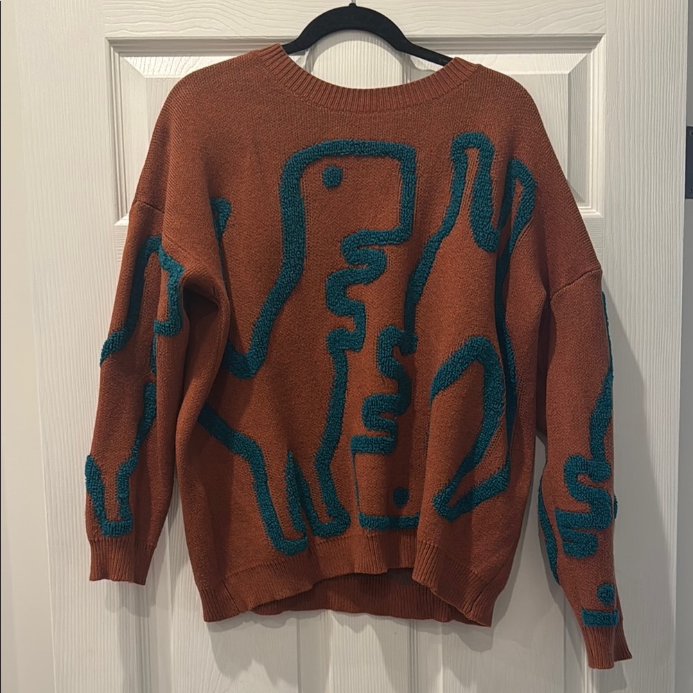 Dreamers Brown and Green Crewneck Sweater